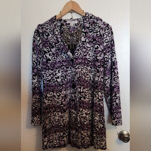 Elegant Long Sleeve Jacket in Purple and Black